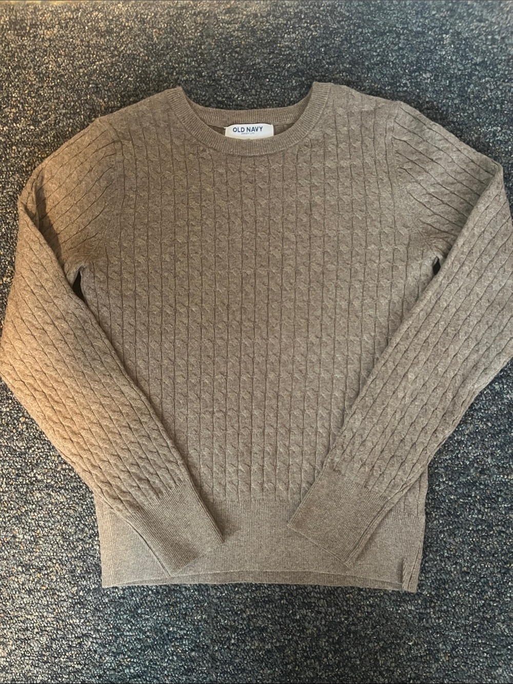 Old Navy Women’s Cable-Knit Crewneck Sweater in Taupe Brown
